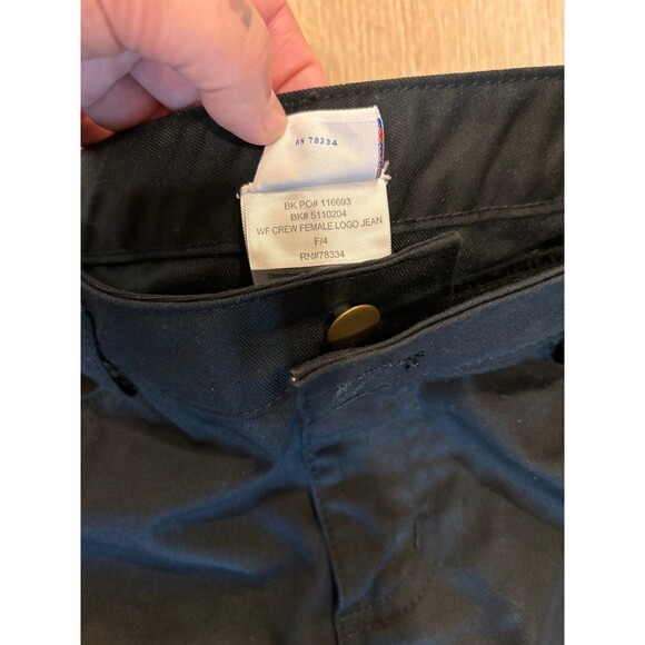 Burger King Crew Pants Women’s Size 4 Black Skinny Work Uniform Logo Pocket - Picture 7 of 7